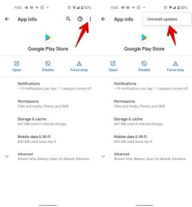 Google Play Store Uninstall Updates